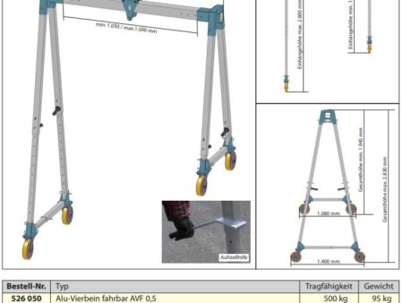 WiMAG Alu portal 500 kg - wheels