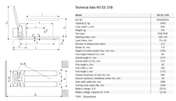 HU ES 10 B Transpalette électrique à ciseaux – Image 2