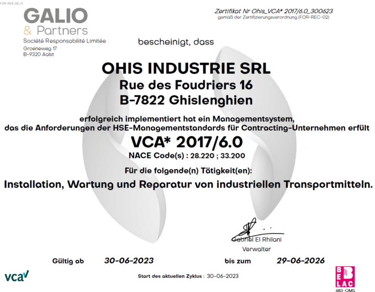 OHIS_VCA1_Certification_DE
