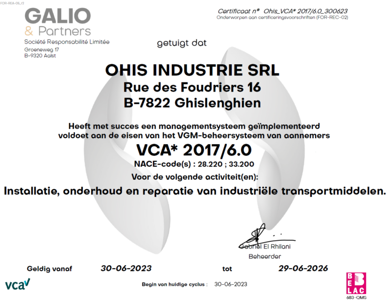 OHIS_VCA1_Certification_NL